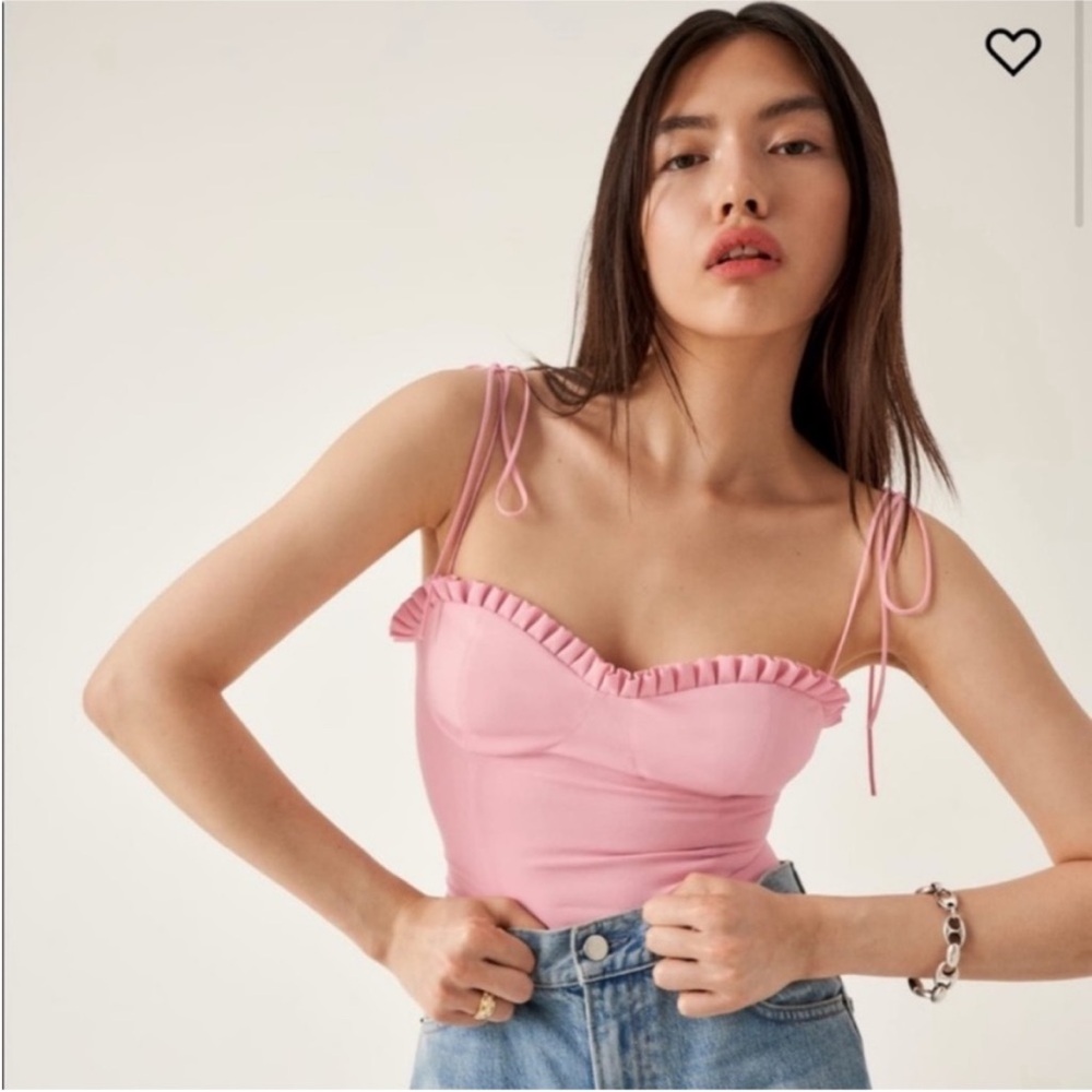 Reformation Pink Ruffle Camisole